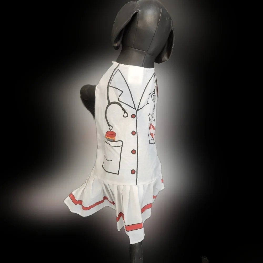 White and Red Dog Pet Doctor/Nurse Costume